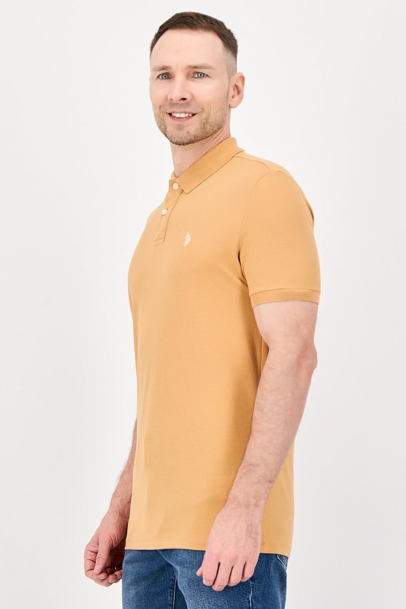 U.S. Polo Assn. Men Regular Fit Embroidered Logo Short Sleeve Polo Shirt, Orange - Image 2